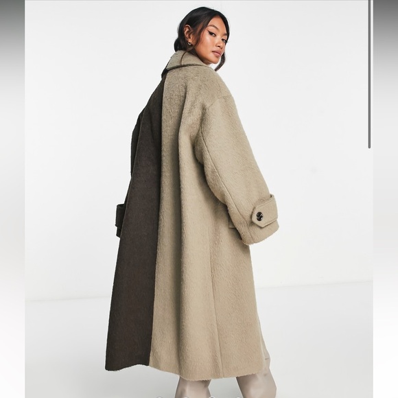 ASOS Jackets & Blazers - ASOS Color block tan and brown women’s coat size 12
